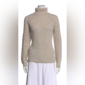 Vince Women's 50/50 Wool and Yak Cable Knit Turtleneck Sweater - Oatmeal, Small